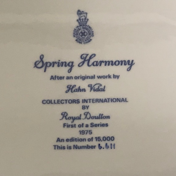 Royal Doulton 1975 Spring Harmony Hahn Vidal Collector Plate # 6,611 Floral - Picture 4 of 6